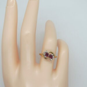 #2183 9ct Solid Gold "Toi et Moi" Ruby & Diamond Ring