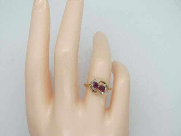 #2183 9ct Solid Gold "Toi et Moi" Ruby & Diamond Ring