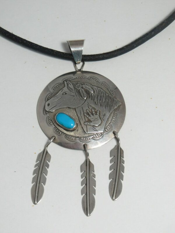 #2485 Ricker Reeder Silver Navajo Horse Pendant