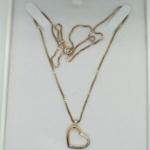 #3078 SUPERB 9CT ROSE GOLD HEART PENDANT AND CHAIN