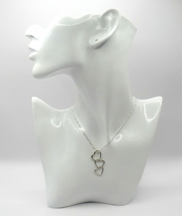 #3096 Solid Sterling Silver Triple Heart Necklace - Image 2
