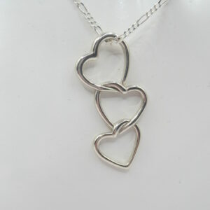 #3096 Solid Sterling Silver Triple Heart Necklace
