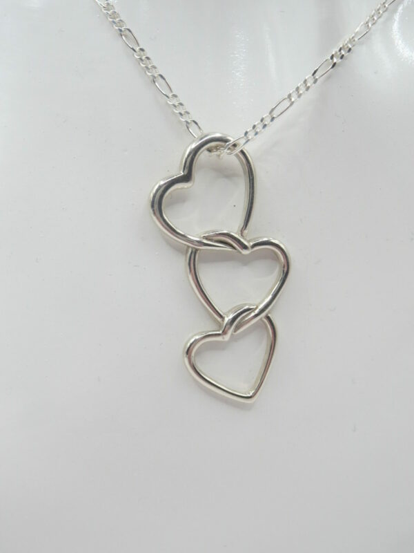 #3096 Solid Sterling Silver Triple Heart Necklace