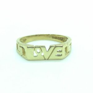 #3202 9CT YELLOW GOLD HIPPIE-STYLE "LOVE" RING