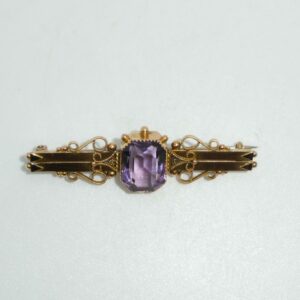 #3417 ANTIQUE 9CT ROSE GOLD AMETHYST BROOCH (Value: $2,490.00)