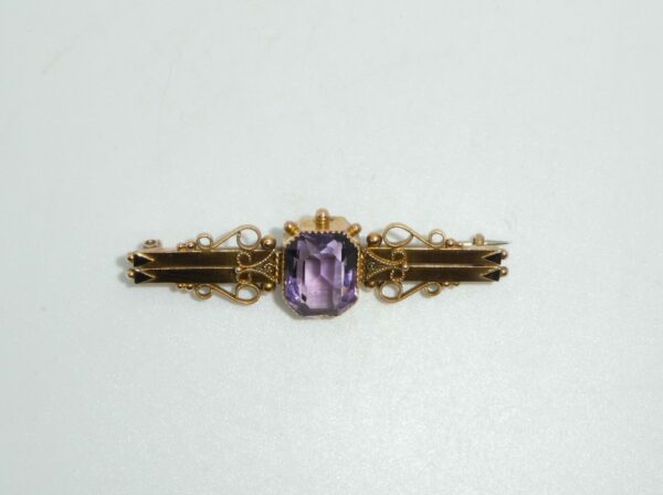#3417 ANTIQUE 9CT ROSE GOLD AMETHYST BROOCH (Value: $2,490.00)