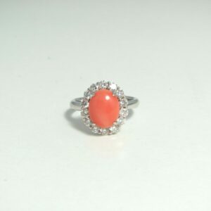 #2189 18ct White Gold Coral & Diamond Ring (Value: $5,340.00)
