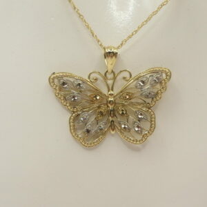 #3235 9ct Yellow & White Gold Butterfly Necklace