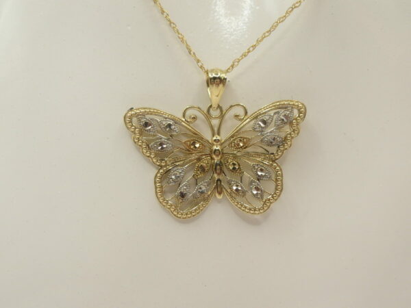 #3235 9ct Yellow & White Gold Butterfly Necklace