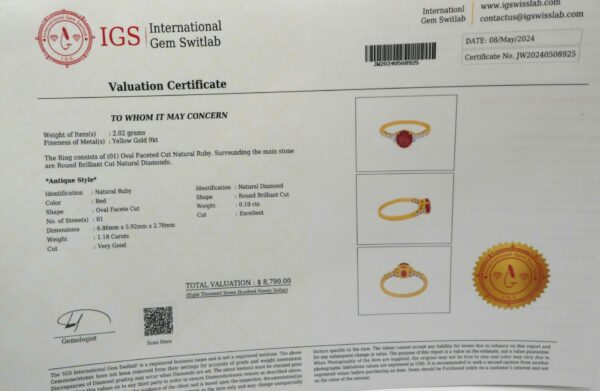 #3819 9ct Yellow Gold Natural Ruby & Diamond Ring - Image 4