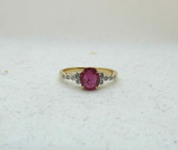 #3819 9ct Yellow Gold Natural Ruby & Diamond Ring - Image 2