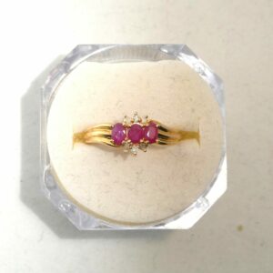 #3863 9ct Yellow Gold Ruby & Diamond Ring