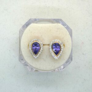 #3864 14ct Yellow Gold Tanzanite & Diamond Earrings (Value: $7,890.00)