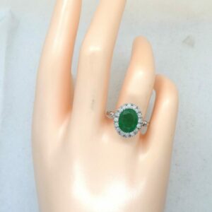 #3865 14ct White Gold Emerald & Diamond Ring (Value: $12,890.00)