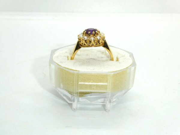 #3424 9ct Yellow Gold Amethyst & Pearl Ring - Image 2