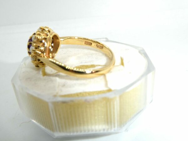 #3424 9ct Yellow Gold Amethyst & Pearl Ring - Image 3