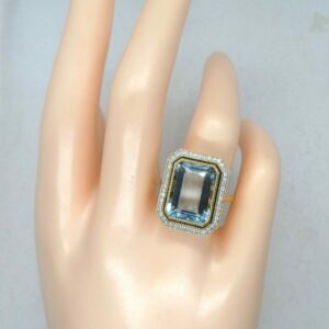 #3895 14ct Yellow/White Gold Aquamarine & Diamond Ring (Value: $12,690.00)