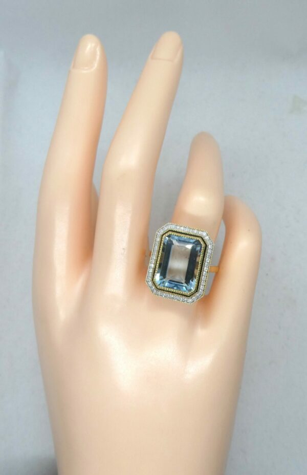 #3895 14ct Yellow/White Gold Aquamarine & Diamond Ring (Value: $12,690.00)