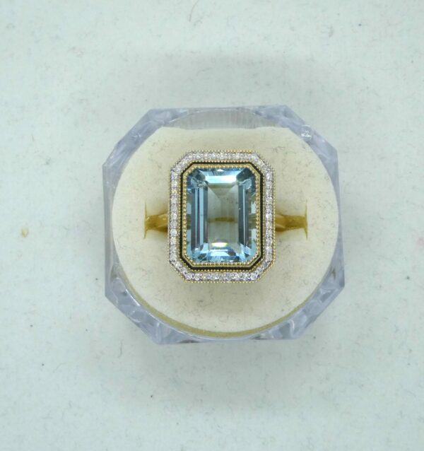 #3895 14ct Yellow/White Gold Aquamarine & Diamond Ring (Value: $12,690.00) - Image 2