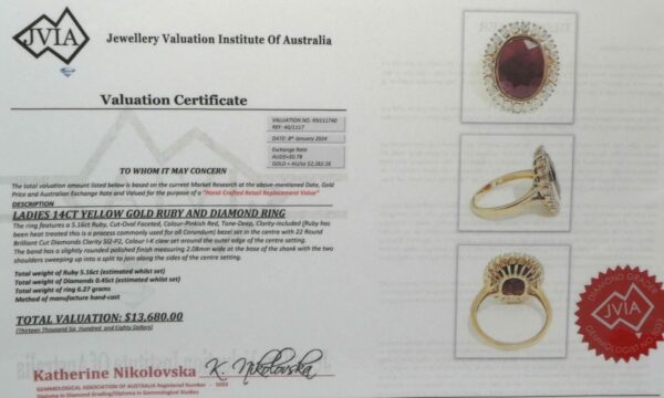 #3894 14ct Yellow Gold Ruby & Diamond Ring (Value: $13,680.00) - Image 3
