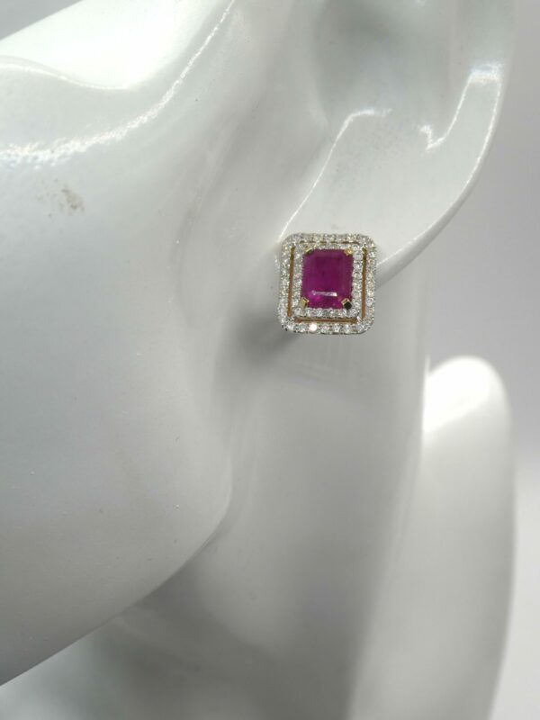 #3897 14ct Yellow Gold Ruby & Diamond Earrings (Value: $12,000.00) - Image 2