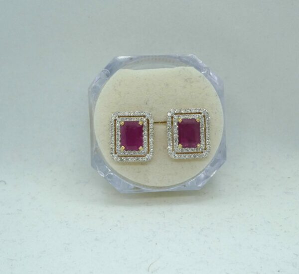 #3897 14ct Yellow Gold Ruby & Diamond Earrings (Value: $12,000.00)