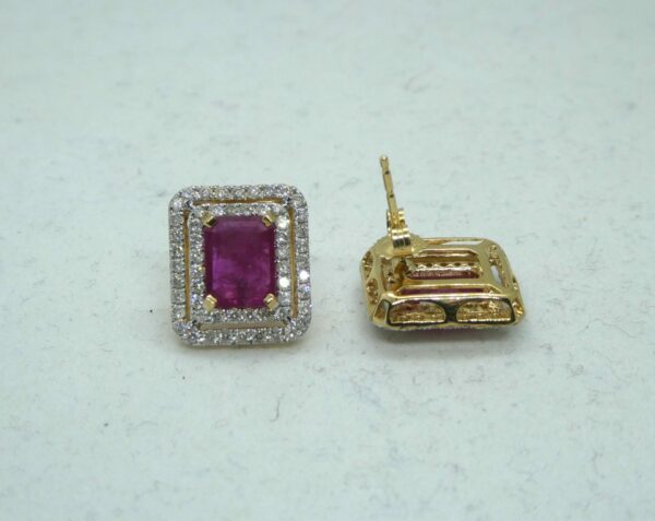 #3897 14ct Yellow Gold Ruby & Diamond Earrings (Value: $12,000.00) - Image 3