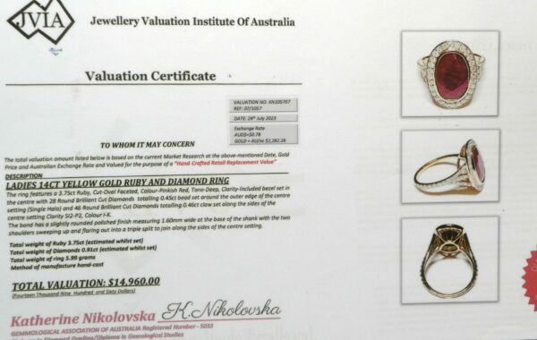 #3900 14ct Yellow Gold Ruby & Diamond Ring (Value: $14,960.00) - Image 4