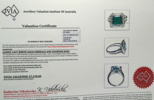 #3902 14ct White Gold Emerald & Diamond Ring (Value: $7,250.00) - Image 4