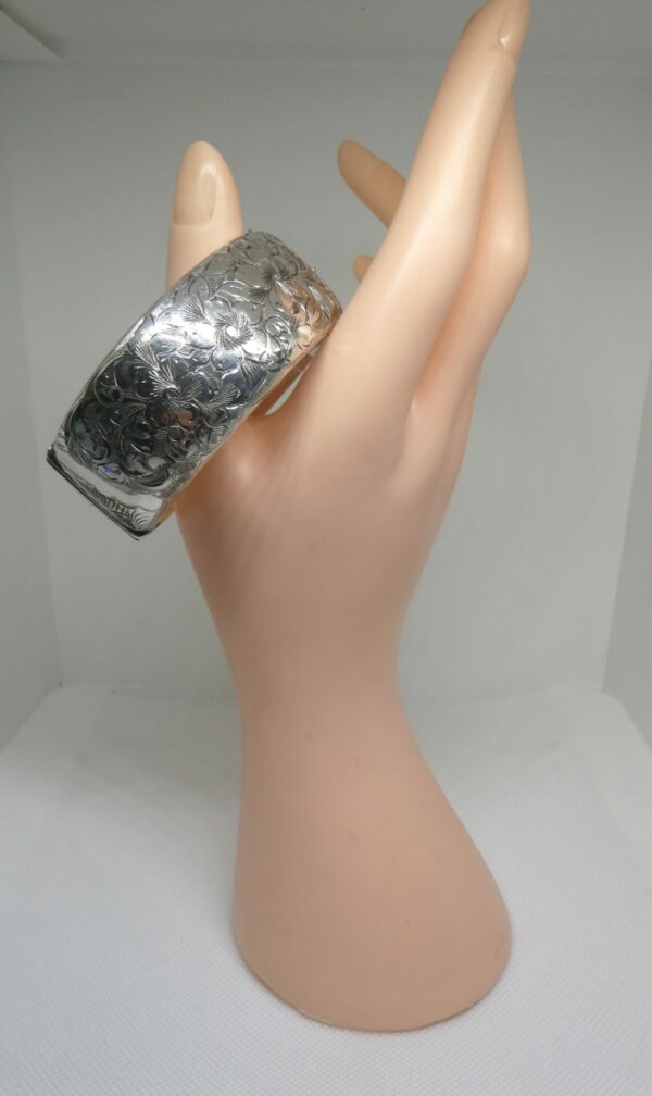 #3698C Solid Sterling Silver Engraved Bangle 1955