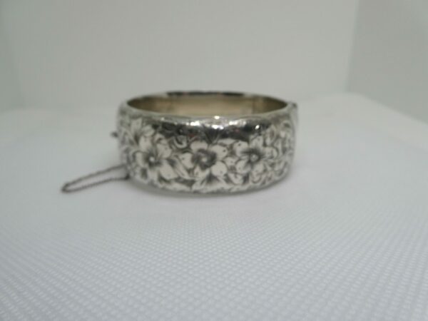 #3698C Solid Sterling Silver Engraved Bangle 1955 - Image 2