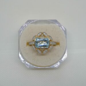 #3904 14ct Yellow/White Gold Aquamarine & Diamond Ring (Value: $12,590.00)