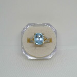 #3909 14ct Yellow/White Gold Aquamarine & Diamond Ring (Value: $13,390.00)