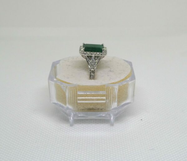 #3913 14ct White Gold Emerald & Diamond Ring (Value: $13,990.00) - Image 3