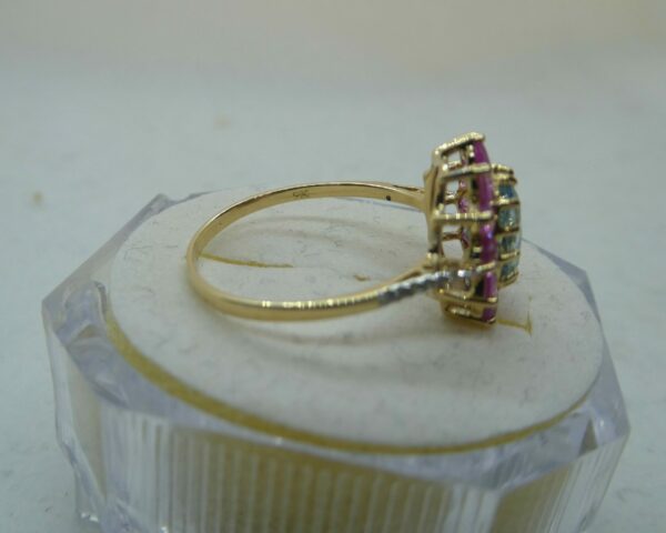 #3934 9ct Yellow Gold Aquamarine, Pink Topaz & Diamond Ring - Value: $3,490.00 - Image 3