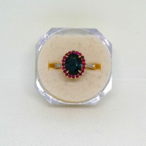#3933 9ct Yellow Gold Topaz, Ruby & Diamond Ring - Value: $3,890.00