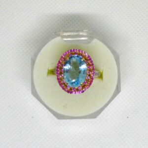 #3938 9ct Yellow Gold Topaz, Sapphire & Diamond Ring - Value: $3,890.00