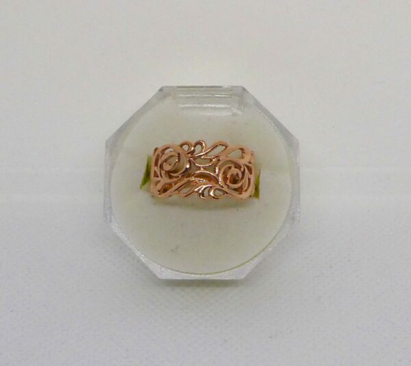 #3550 Vintage 9ct Rose Gold Filigree Ring