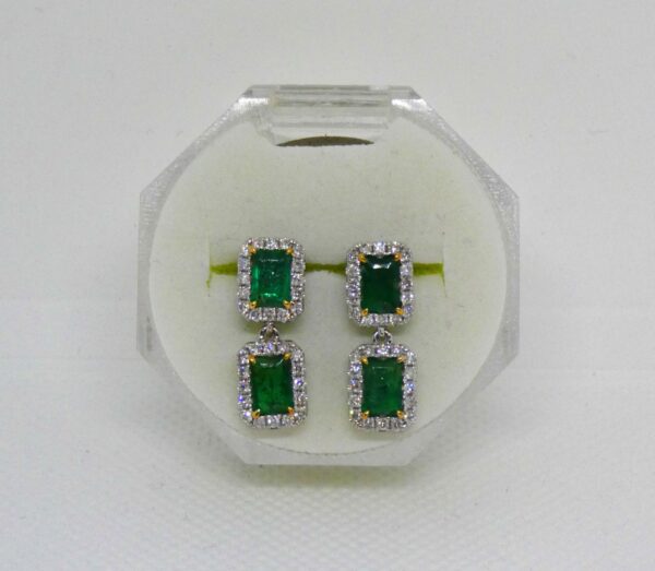 #3944 14ct White Gold Emerald & Diamond Earrings - Value: $10,390.00