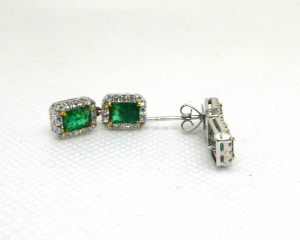 #3944 14ct White Gold Emerald & Diamond Earrings - Value: $10,390.00 - Image 3
