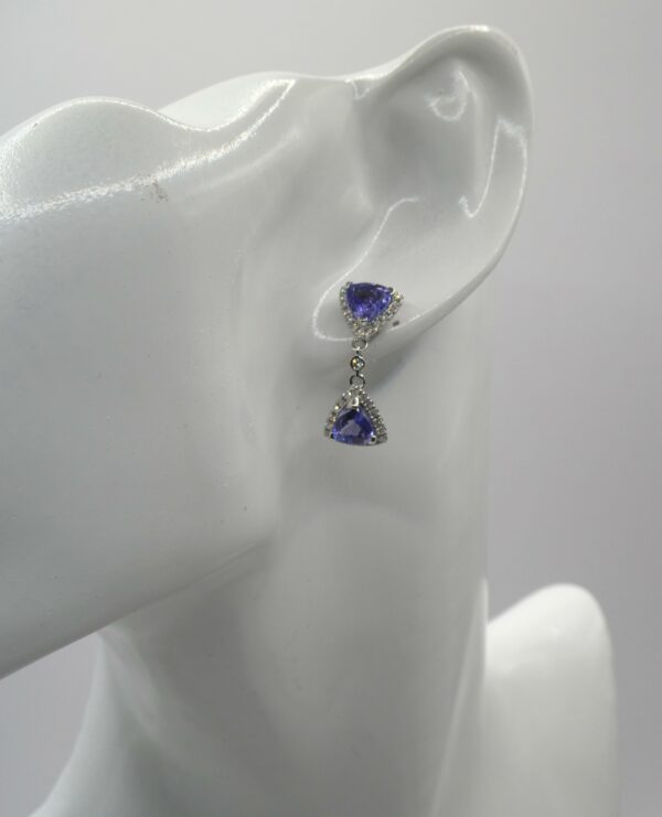 #3960 14ct White Gold Tanzanite & Diamond Earrings (Value: $9,290.00) - Image 2