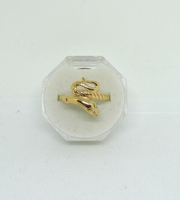 #3970 9ct Yellow Gold Diamond Snake Ring - Image 2