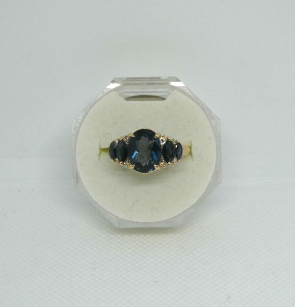 #3977 9ct Yellow Gold Topaz, Sapphire & Diamond Ring - Value: $2,890.00
