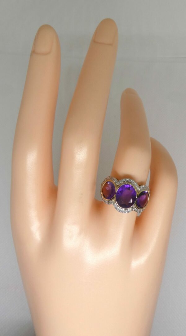 #3976 9ct Yellow Gold Amethyst & Diamond - Image 2