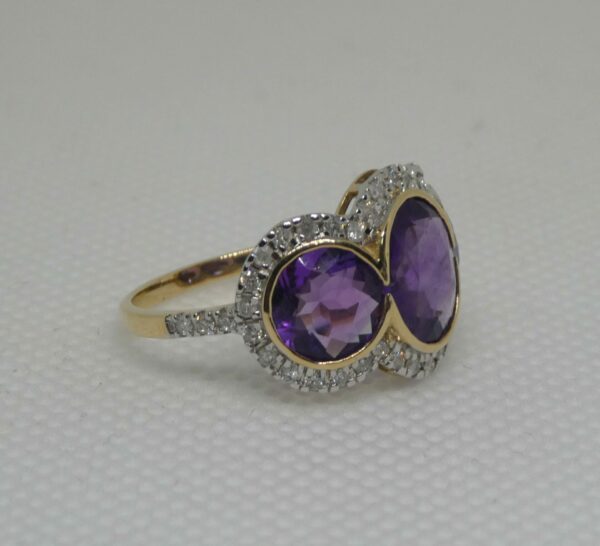 #3976 9ct Yellow Gold Amethyst & Diamond - Image 3