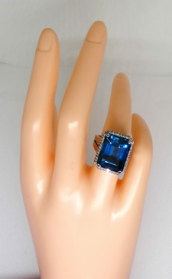 #3988 9ct White Gold London Blue Topaz & Diamond Ring (Value: $12,870.00) - Image 2