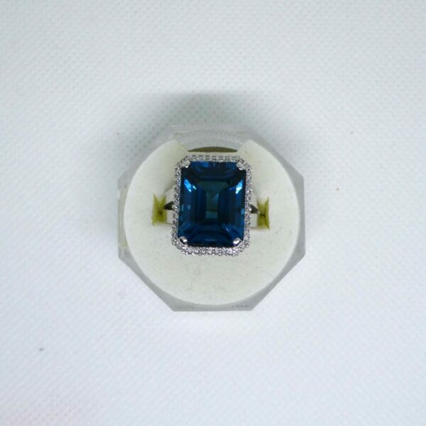 #3988 9ct White Gold London Blue Topaz & Diamond Ring (Value: $12,870.00)