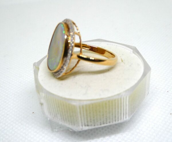 #3989 14ct Yellow Gold Opal (Coober Pedy) & Diamond Ring (Value: $8,790.00) - Image 3