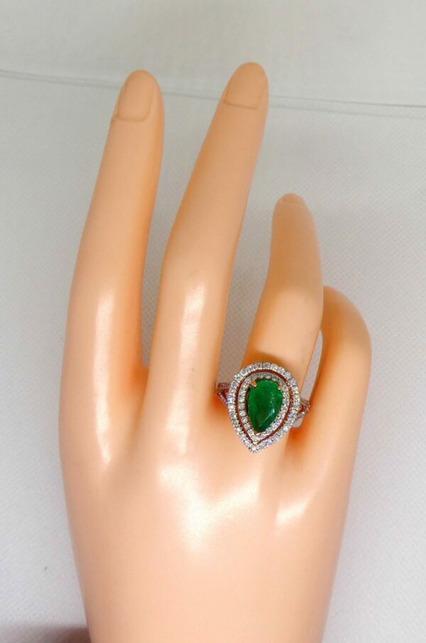 #3987 14ct Rose/White Gold Emerald & Diamond Ring (Value: $11,390.00) - Image 2