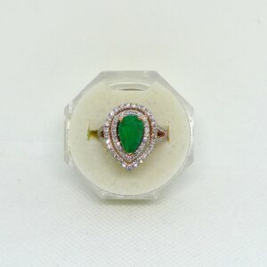 #3987 14ct Rose/White Gold Emerald & Diamond Ring (Value: $11,390.00)